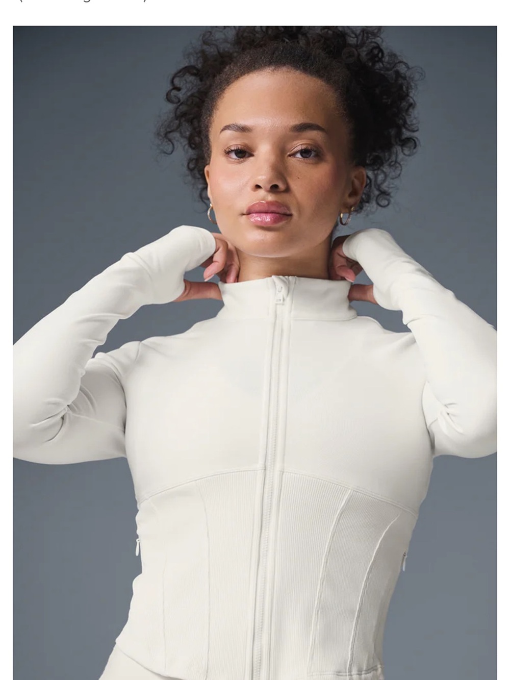 ALO corset Zip-Front Active Jacket in Ivory